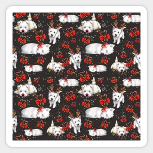 Christmas Westies black pattern Sticker